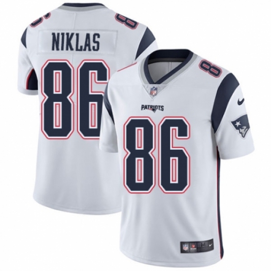Men's Nike New England Patriots 86 Troy Niklas White Vapor Untouchable Limited Player NFL Jersey