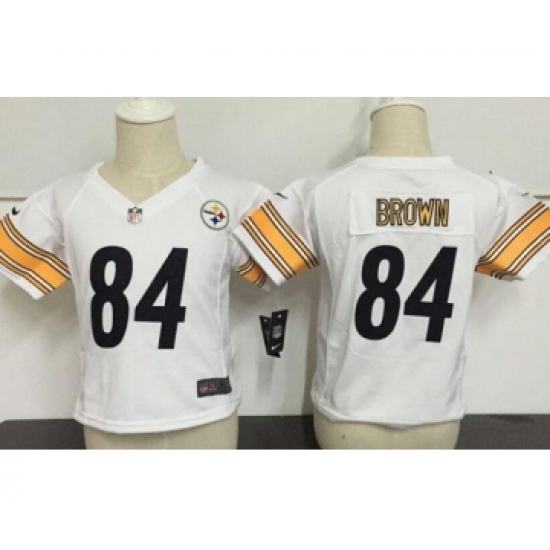 Toddler Pittsburgh Steelers 84 Antonio Brown White Road Stitched NFL Nike Game Jersey