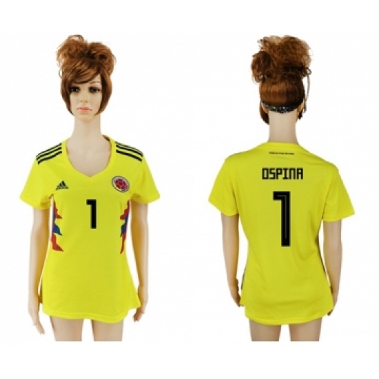 Women's Colombia 1 Ospina Home Soccer Country Jersey