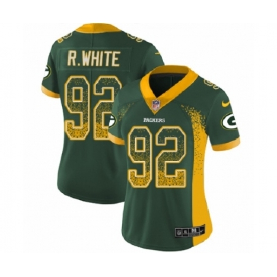Women's Nike Green Bay Packers 92 Reggie White Limited Green Rush Drift Fashion NFL Jersey