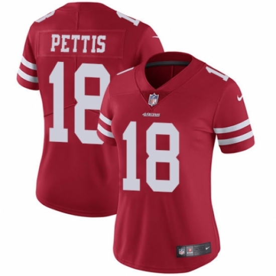 Women's Nike San Francisco 49ers 18 Dante Pettis Red Team Color Vapor Untouchable Elite Player NFL Jersey