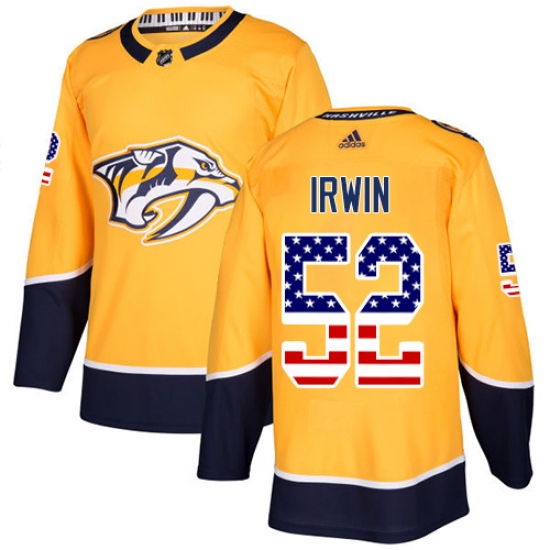 Youth Adidas Nashville Predators 52 Matt Irwin Authentic Gold USA Flag Fashion NHL Jersey