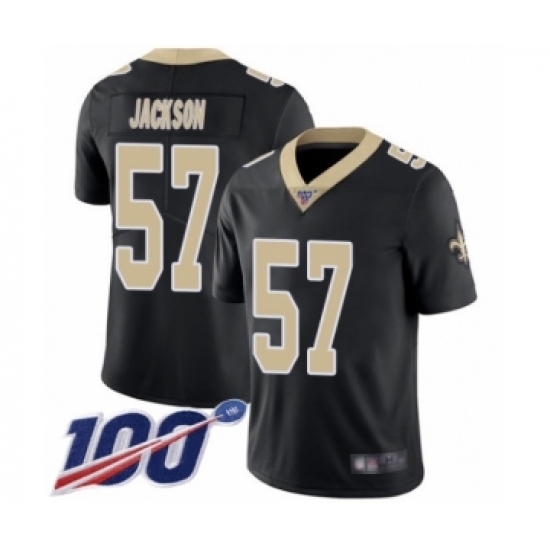 Men's New Orleans Saints 57 Rickey Jackson Black Team Color Vapor Untouchable Limited Player 100th Season Football Jersey