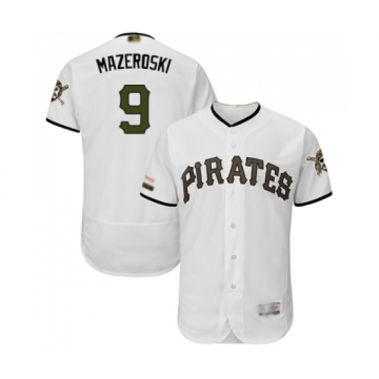 Men's Pittsburgh Pirates 9 Bill Mazeroski White Alternate Authentic Collection Flex Base Baseball Jersey