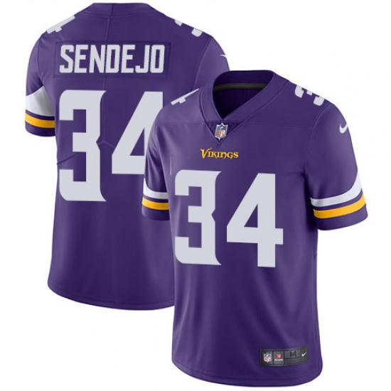 Youth Nike Minnesota Vikings 34 Andrew Sendejo Purple Team Color Vapor Untouchable Limited Player NFL Jersey
