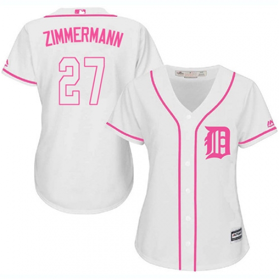 Women's Majestic Detroit Tigers 27 Jordan Zimmermann Replica White Fashion Cool Base MLB Jersey