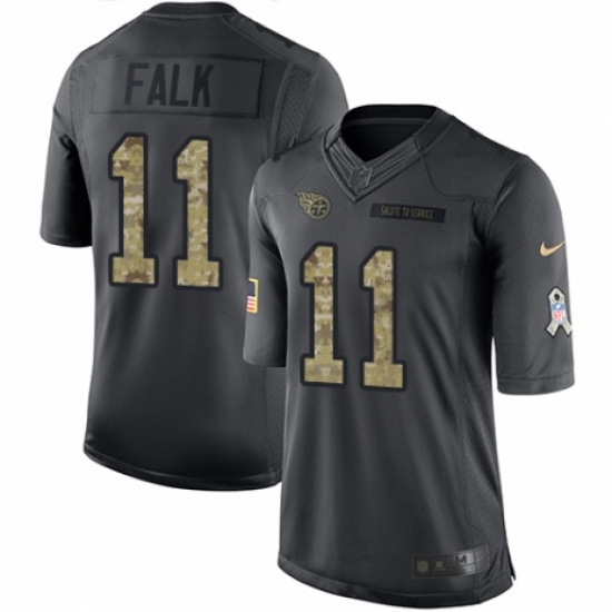 Men's Nike Tennessee Titans 11 Luke Falk Limited Black 2016 Salute to Service NFL Jersey