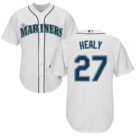 Youth Majestic Seattle Mariners 27 Ryon Healy Authentic White Home Cool Base MLB Jersey