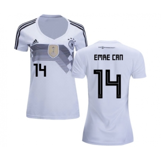 Women's Germany 14 Emre Can White Home Soccer Country Jersey