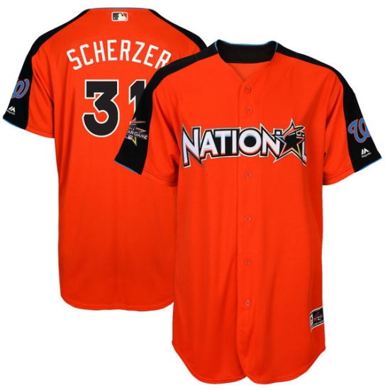 Youth Majestic Washington Nationals 31 Max Scherzer Authentic Orange National League 2017 MLB All-Star MLB Jersey
