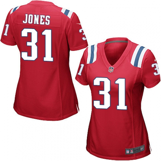 Women's Nike New England Patriots 31 Jonathan Jones Game Red Alternate NFL Jersey