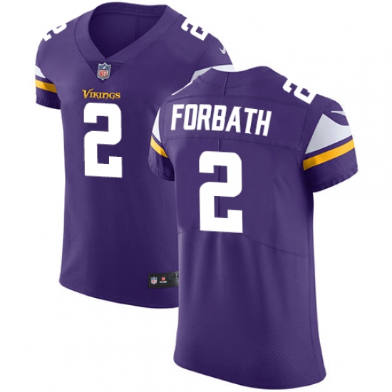 Men's Nike Minnesota Vikings 2 Kai Forbath Purple Team Color Vapor Untouchable Elite Player NFL Jersey