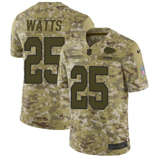 Men's Nike Kansas City Chiefs 25 Armani Watts Limited Camo 2018 Salute to Service NFL Jersey