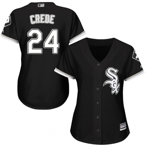 Women's Majestic Chicago White Sox 24 Joe Crede Authentic Black Alternate Home Cool Base MLB Jersey