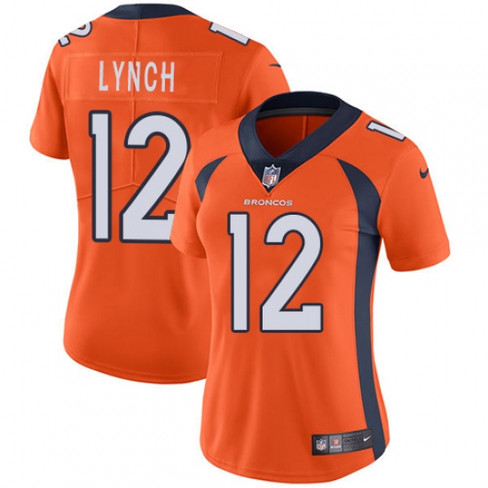 Women's Nike Denver Broncos 12 Paxton Lynch Elite Orange Team Color NFL Jersey