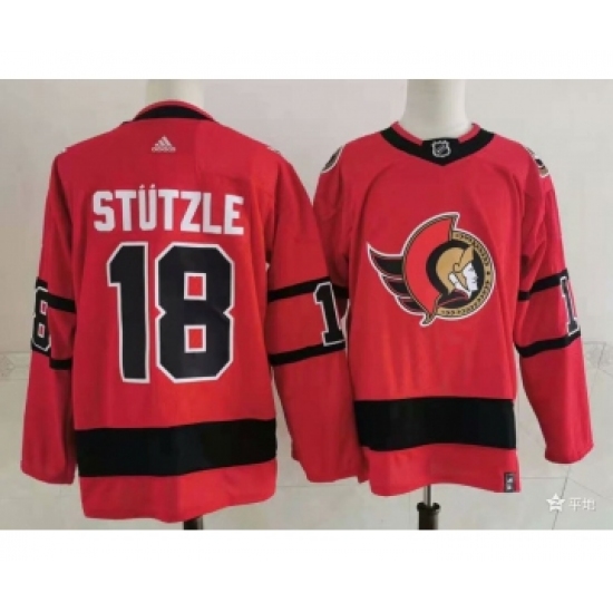 Men's Ottawa Senators 18 Tim Stutzle Red 2021 Reverse Retro Authentic Jersey