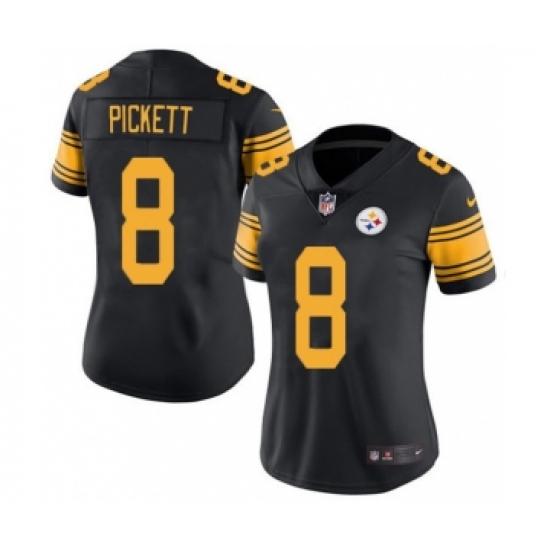 Women's Pittsburgh Steelers 8 Kenny Pickett Black Color Rush Limited Stitched Jersey(Run Small)
