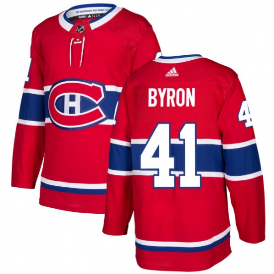 Men's Adidas Montreal Canadiens 41 Paul Byron Premier Red Home NHL Jersey