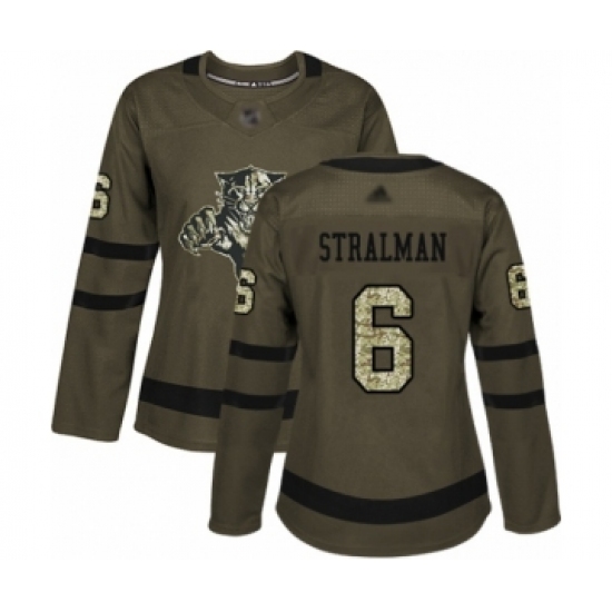 Women's Florida Panthers 6 Anton Stralman Authentic Green Salute to Service Hockey Jersey