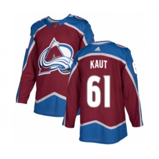 Men's Adidas Colorado Avalanche 61 Martin Kaut Authentic Burgundy Red Home NHL Jersey