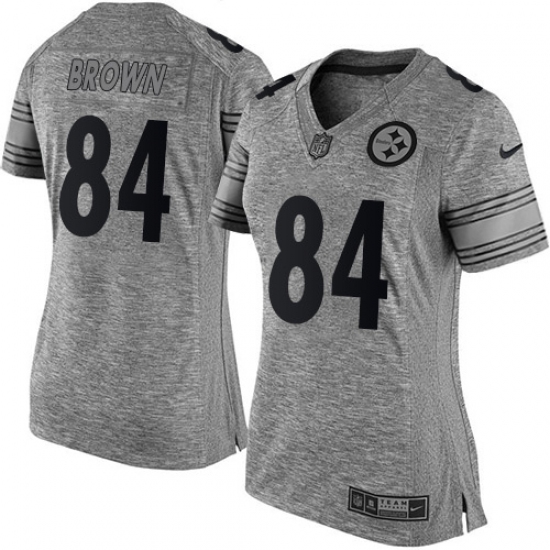 Women's Nike Pittsburgh Steelers 84 Antonio Brown Limited Gray Gridiron NFL Jersey