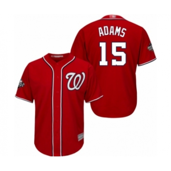 Youth Washington Nationals 15 Matt Adams Authentic Red Alternate 1 Cool Base 2019 World Series Bound Baseball Jersey