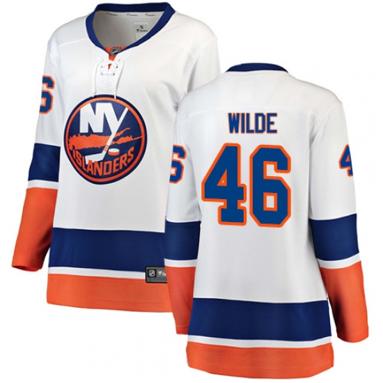 Women's New York Islanders 46 Bode Wilde Fanatics Branded White Away Breakaway NHL Jersey