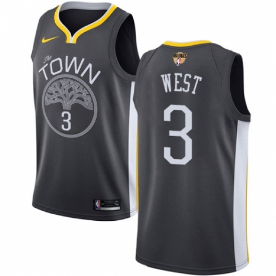 Youth Nike Golden State Warriors 3 David West Swingman Black Alternate 2018 NBA Finals Bound NBA Jersey - Statement Edition