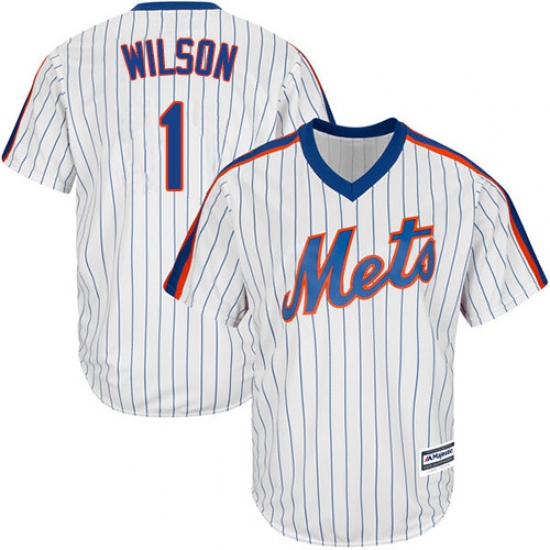 Men's Majestic New York Mets 1 Mookie Wilson Replica White Alternate Cool Base MLB Jersey