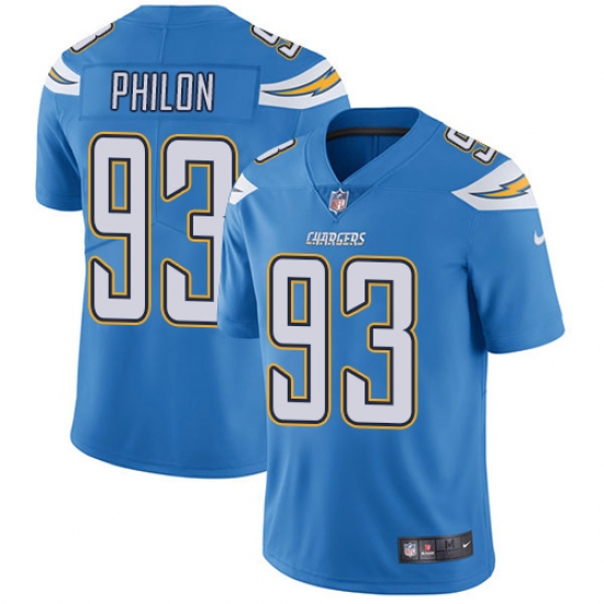 Men's Nike Los Angeles Chargers 93 Darius Philon Electric Blue Alternate Vapor Untouchable Limited Player NFL Jerseysey