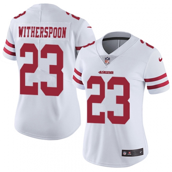 Women's Nike San Francisco 49ers 23 Ahkello Witherspoon White Vapor Untouchable Elite Player NFL Jersey
