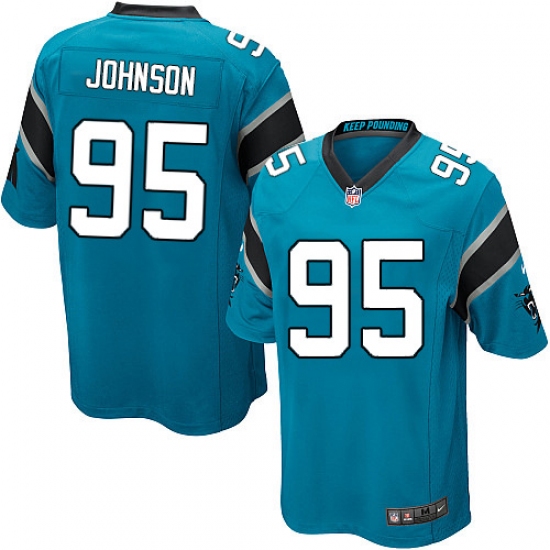 Men's Nike Carolina Panthers 95 Charles Johnson Game Blue Alternate NFL Jersey