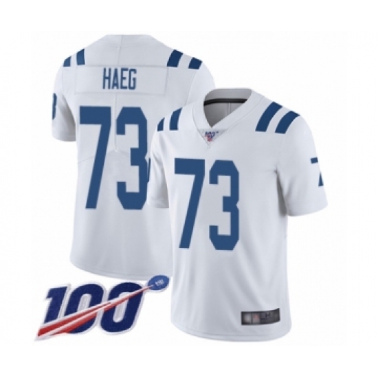 Men's Indianapolis Colts 73 Joe Haeg White Vapor Untouchable Limited Player 100th Season Football Jersey
