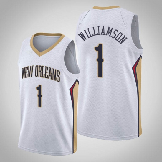 Men's Nike New Orleans Pelicans 1 Zion Williamson White NBA Swingman Association Edition Jersey