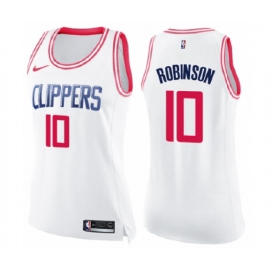 Women's Nike Los Angeles Clippers 10 Jerome Robinson Swingman Whi Pink Fashion NBA Jersey