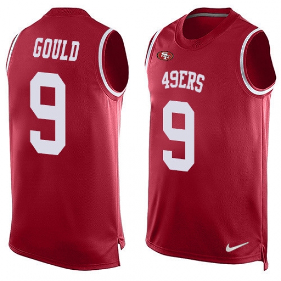 Men's Nike San Francisco 49ers 9 Robbie Gould Limited Red Player Name & Number Tank Top NFL Jersey