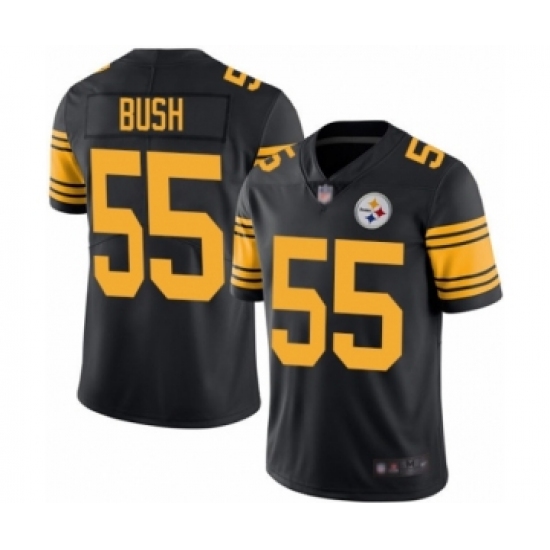 Men's Pittsburgh Steelers 55 Devin Bush Limited Black Rush Vapor Untouchable Football Jersey