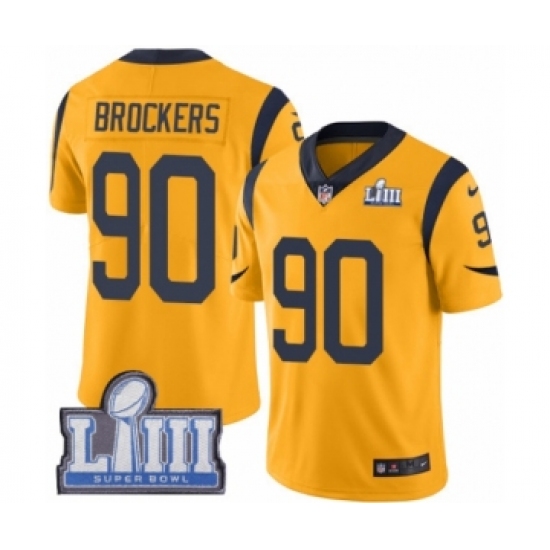 Men's Nike Los Angeles Rams 90 Michael Brockers Limited Gold Rush Vapor Untouchable Super Bowl LIII Bound NFL Jersey
