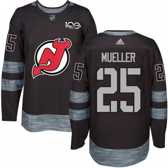 Men's Adidas New Jersey Devils 25 Mirco Mueller Authentic Black 1917-2017 100th Anniversary NHL Jersey