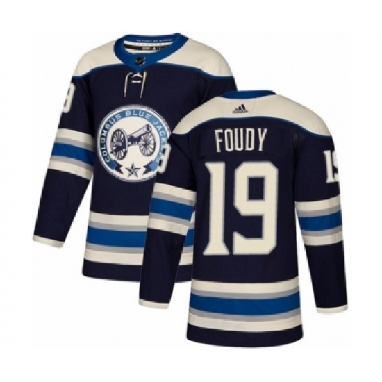 Men's Adidas Columbus Blue Jackets 19 Liam Foudy Premier Navy Blue Alternate NHL Jersey
