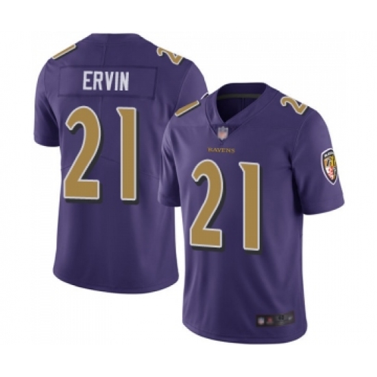 Men's Baltimore Ravens 21 Tyler Ervin Limited Purple Rush Vapor Untouchable Football Jersey
