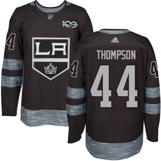Men's Adidas Los Angeles Kings 44 Nate Thompson Authentic Black 1917-2017 100th Anniversary NHL Jersey