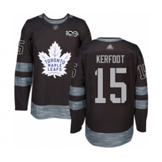 Men's Toronto Maple Leafs 15 Alexander Kerfoot Authentic Black 1917-2017 100th Anniversary Hockey Jersey