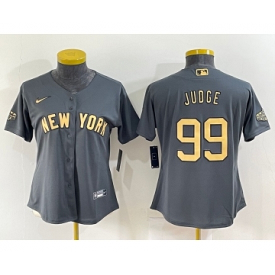 Women's New York Yankees 99 Aaron Judge Grey 2022 All Star Stitched Cool Base Nike Jersey