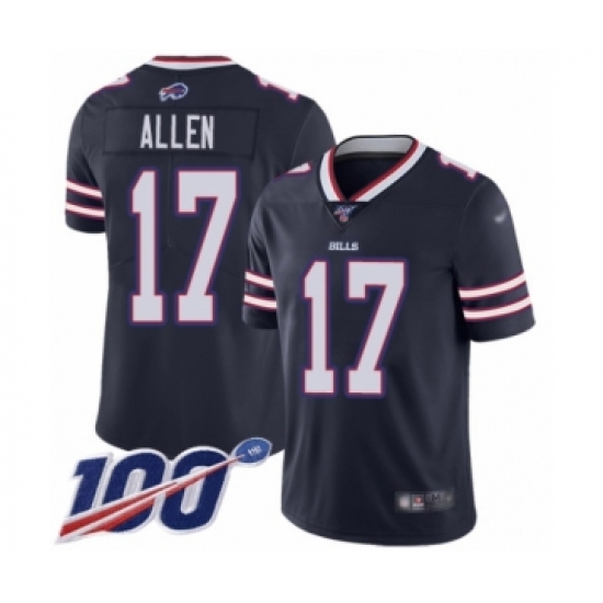 Men's Nike Buffalo Bills 17 Josh Allen Limited Navy Blue Inverted Legend 100th Season NFL Jersey