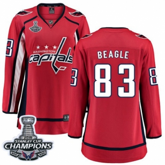 Women's Washington Capitals 83 Jay Beagle Fanatics Branded Red Home Breakaway 2018 Stanley Cup Final Champions NHL Jersey