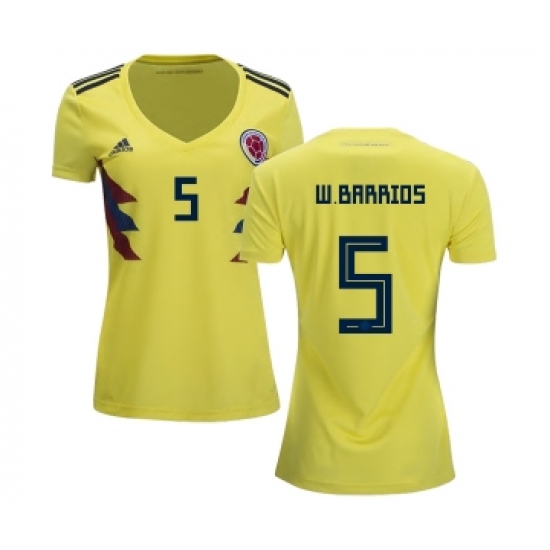 Women's Colombia 5 W.Barrios Home Soccer Country Jersey