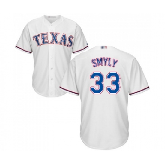 Men's Texas Rangers 33 Drew Smyly Replica White Home Cool Base Baseball Jersey