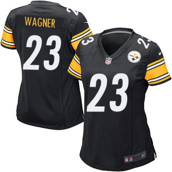 Women's Nike Pittsburgh Steelers 23 Mike Wagner Game Black Team Color NFL Jersey