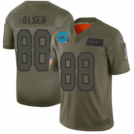 Women's Carolina Panthers 88 Greg Olsen Limited Camo 2019 Salute to Service Football Jersey